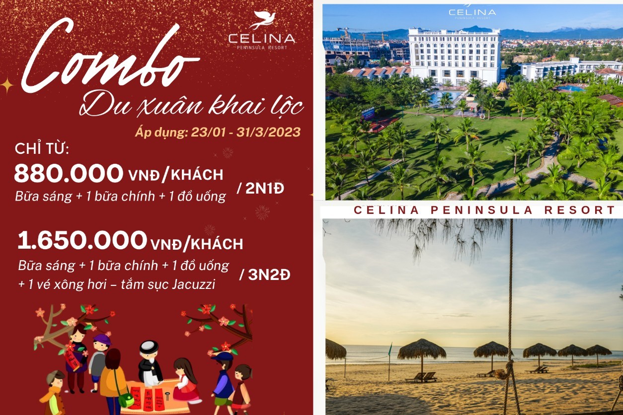 Combo 2N1D Celina Resort Quảng Bình chỉ 880k